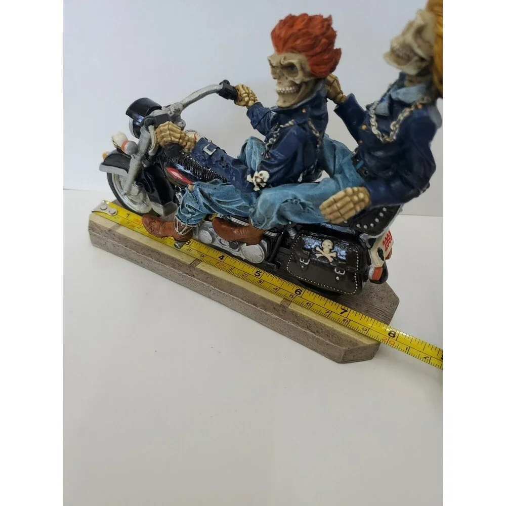 Figurine-Skull Lovers Riding Motorcycle By Studio Collection/Pacific/Resin/5058 - Picture 7 of 16